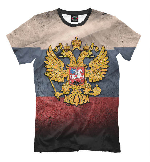 Мужская футболка с изображением Герб России цвета Молочно-белый