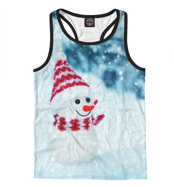 Мужская майка-борцовка с изображением Snowman цвета Белый