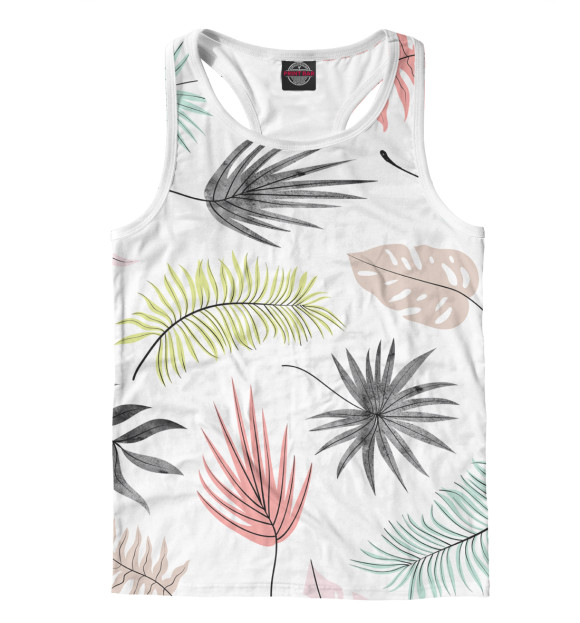 Мужская майка-борцовка с изображением Листья цвета Белый