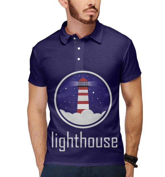 Мужское поло с изображением Lighthouse - маяк цвета Белый