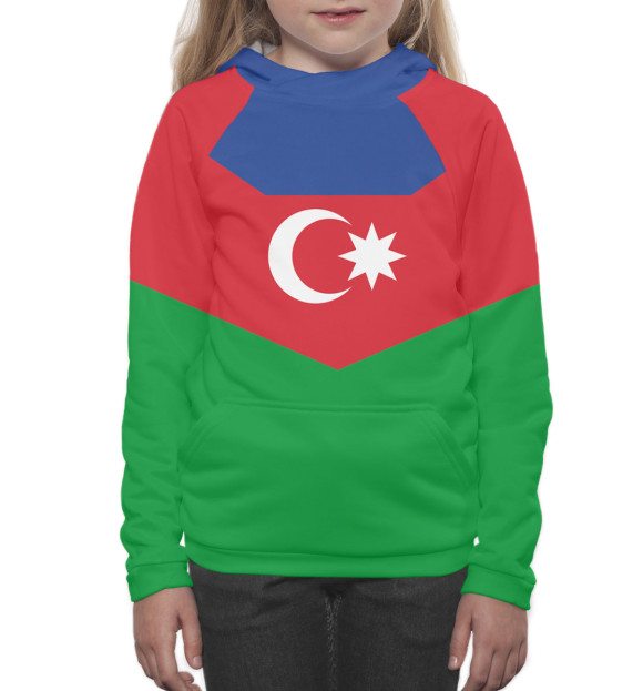 Худи для девочки с изображением Азербайджан цвета Белый