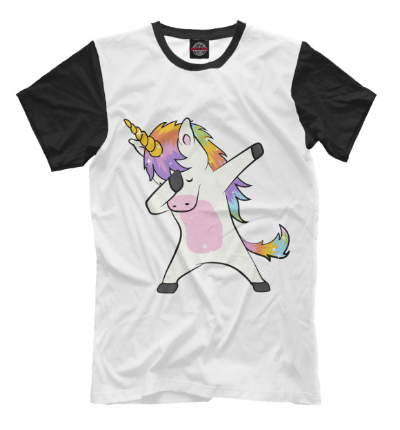 Мужская футболка с изображением Dabbing Unicorn цвета Молочно-белый