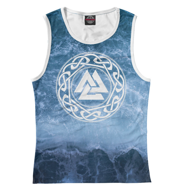 Майка для девочки с изображением Валькнут символ бога Одина цвета Белый