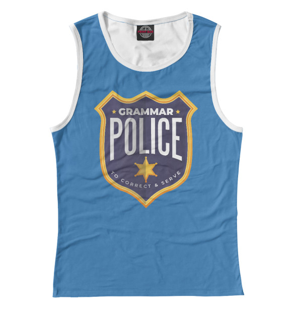 Женская майка с изображением Grammar police цвета Белый