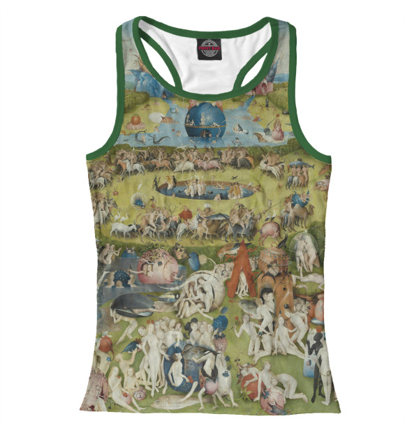 Женская майка-борцовка с изображением Иероним Босх. Сад земных наслаждений цвета Белый
