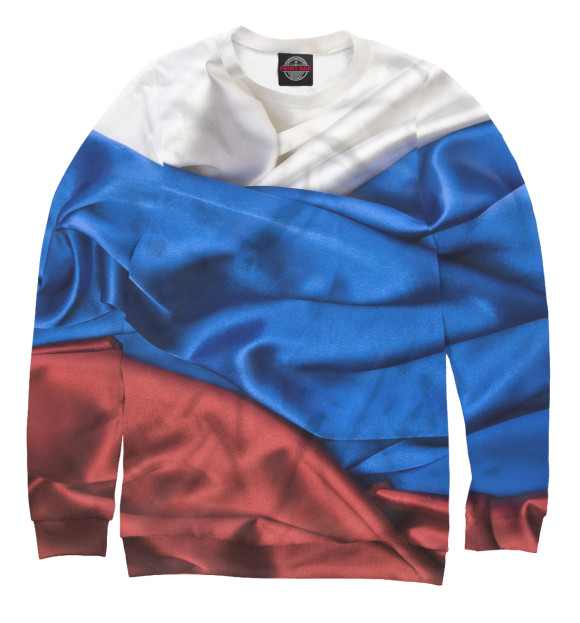 Свитшот для девочек с изображением Флаг России цвета Белый