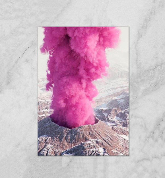 Плакат с изображением Розовый вулкан цвета Белый