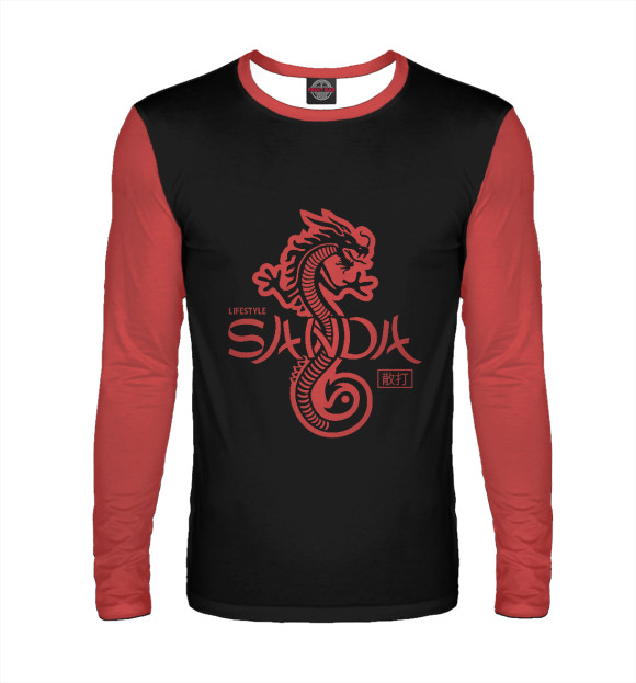 Мужской лонгслив с изображением Саньда цвета Белый