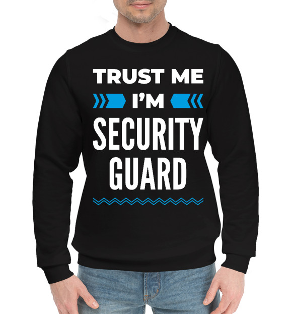 Мужской хлопковый свитшот с изображением Trust me I'm Security guard цвета Черный