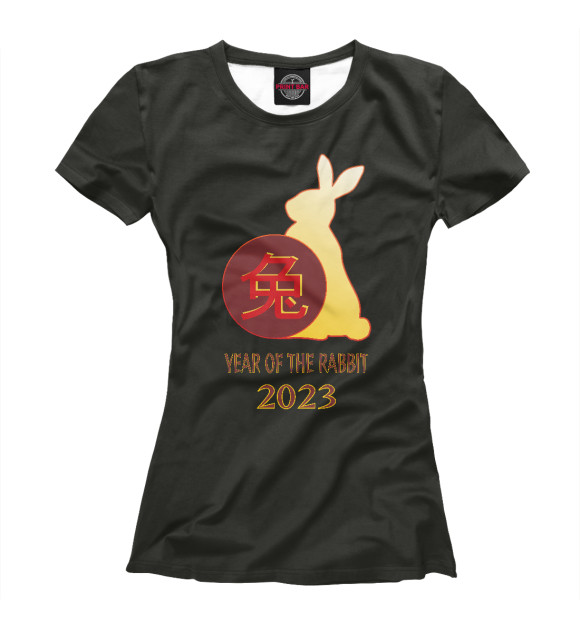 Женская футболка с изображением Китайский кролик цвета Белый