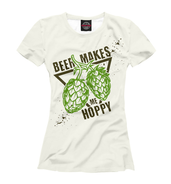 Женская футболка с изображением Пиво цвета Белый