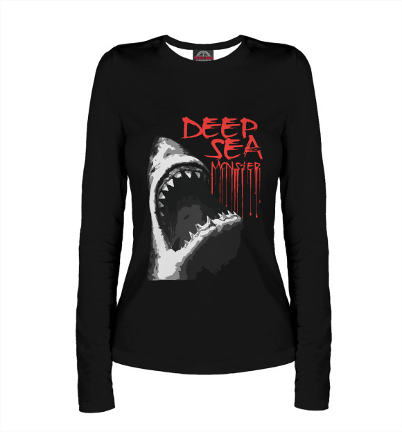 Женский лонгслив с изображением Акула цвета Белый