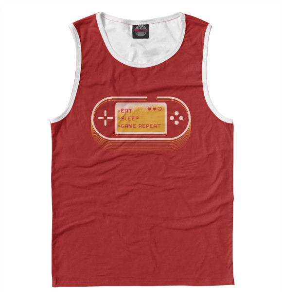 Майка для мальчика с притом Eat sleep game repeat цвета Белый Майка для мальчика с изображением Eat sleep game repeat цвета Белый