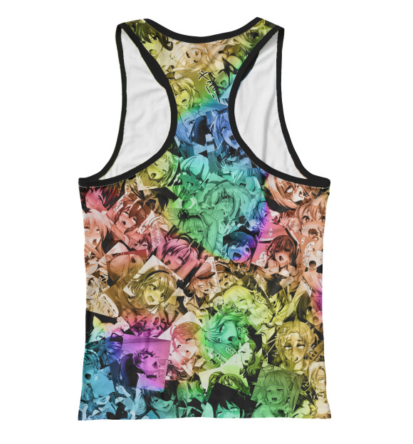 Женская майка-борцовка с изображением Радуга ахегао цвета Белый