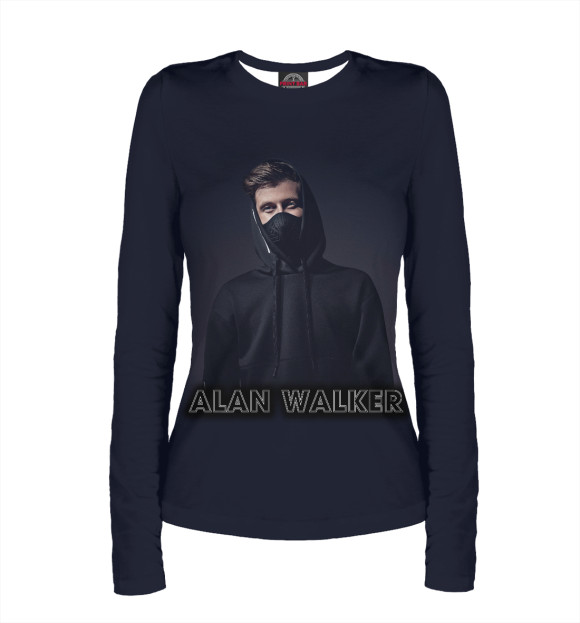 Женский лонгслив с изображением Alan Walker цвета Белый