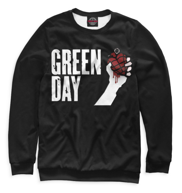 Мужской свитшот с изображением Green Day цвета Белый