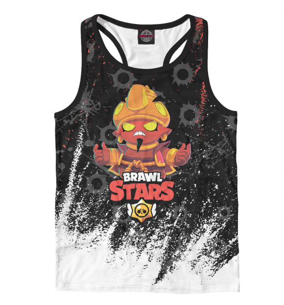 Мужская майка-борцовка с изображением BRAWL STARS EVIL GENE цвета Белый