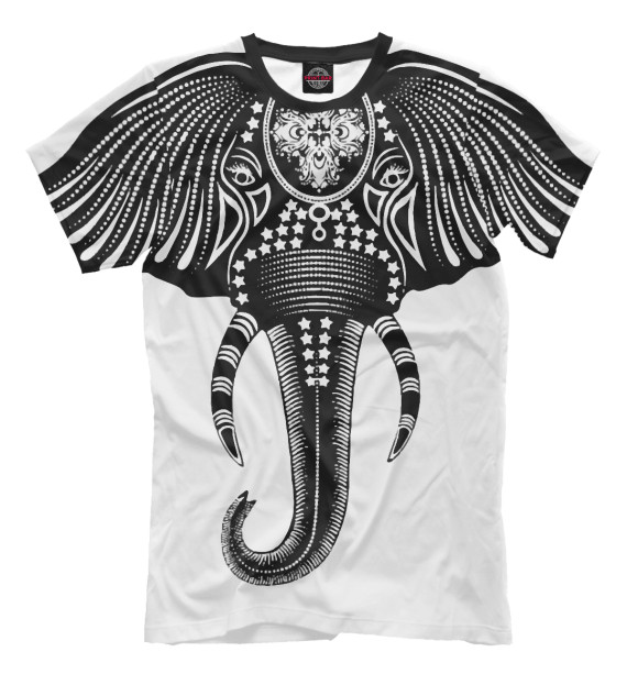 Мужская футболка с изображением Слон-тотем цвета Молочно-белый