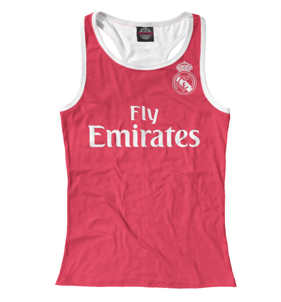 Женская майка-борцовка с изображением Реал Мадрид Форма Новая Бонусная 2019 цвета Белый