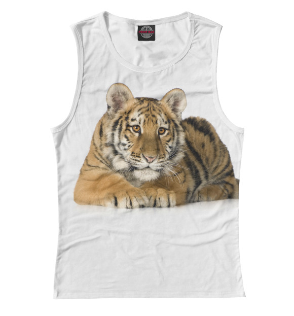 Женская майка с изображением Тигр цвета Белый
