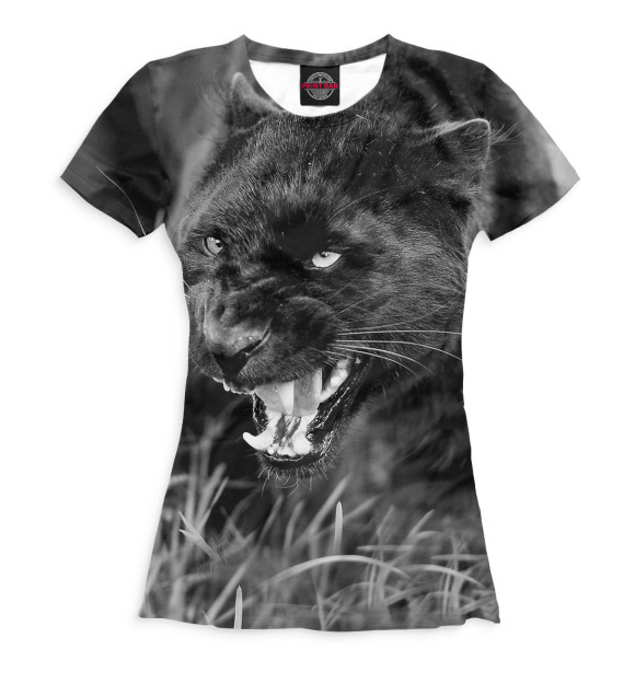 Женская футболка с изображением Оскал пантеры цвета Белый