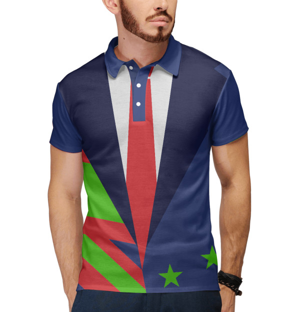 Мужское поло с изображением Костюмчик цвета Белый