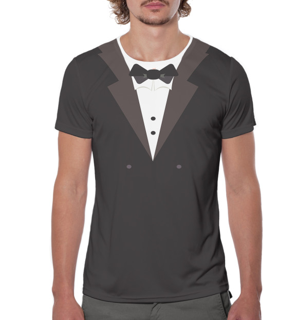 Мужская футболка с изображением Смокинг цвета Белый