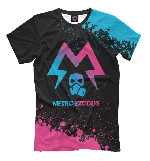 Мужская футболка с изображением Metro Exodus Neon Gradient цвета Белый