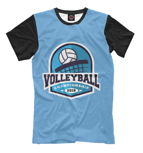 Мужская футболка с изображением Volleyball цвета Грязно-голубой