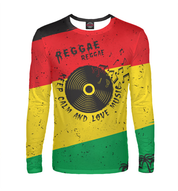 Мужской лонгслив с изображением Reggae цвета Белый
