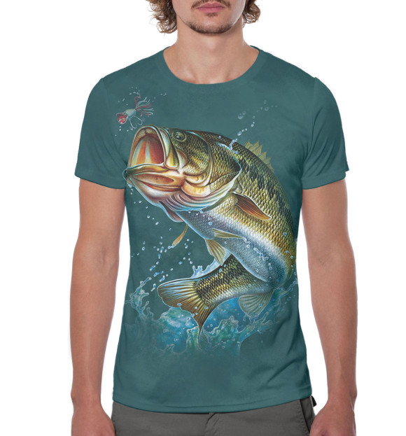 Мужская футболка с изображением Рыбалка цвета Белый