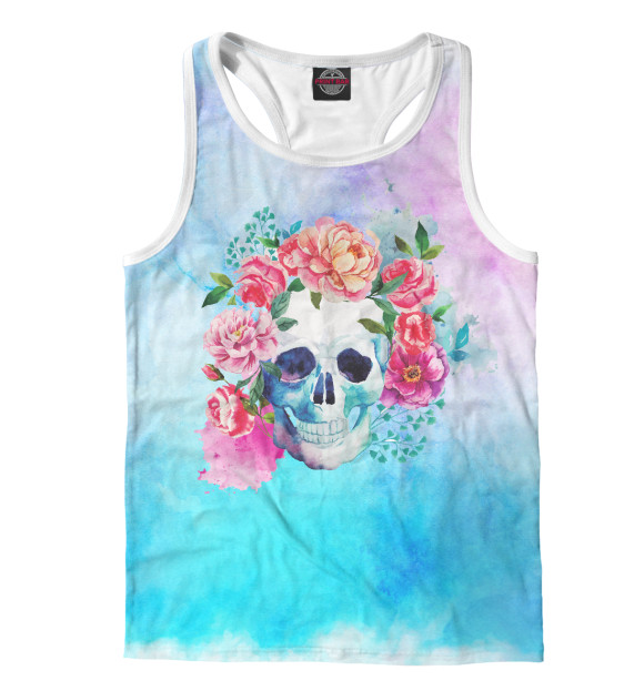 Мужская майка-борцовка с изображением Череп в цветах цвета Белый