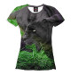 Женская футболка Пантера на траве