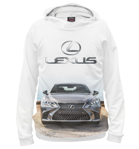 Мужское худи с изображением Lexus LS цвета Белый