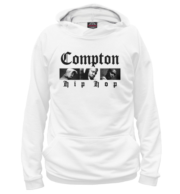 Худи для девочки с изображением Compton цвета Белый