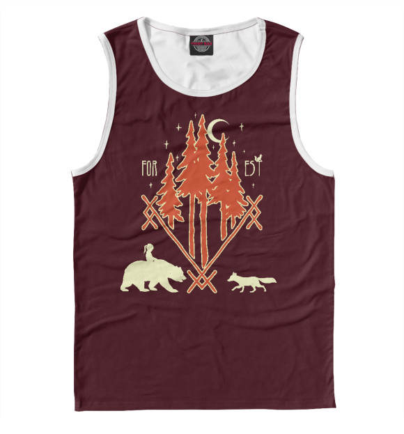 Майка для мальчика с притом For est цвета Белый Майка для мальчика с изображением For est цвета Белый