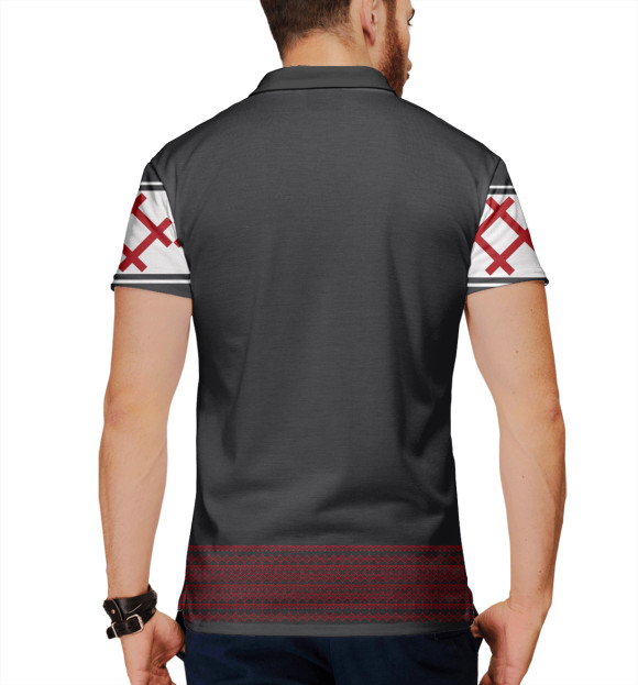 Мужское поло с изображением Вышиванка цвета Белый