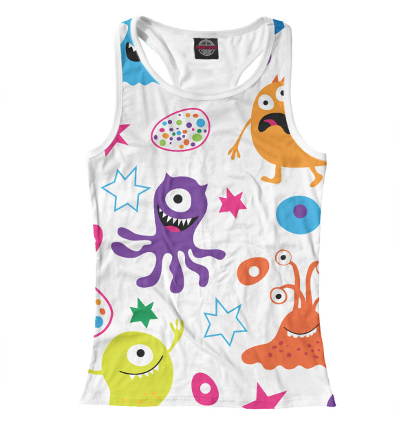 Женская майка-борцовка с изображением Инопланетяне цвета Белый