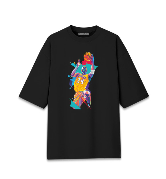 Мужская футболка оверсайз с изображением Коби цвета Черный