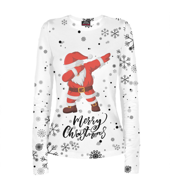 Женский лонгслив с изображением Santa Dabbing цвета Белый