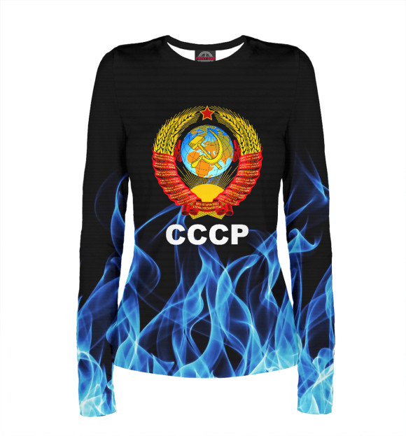Женский лонгслив с изображением СССР цвета Белый
