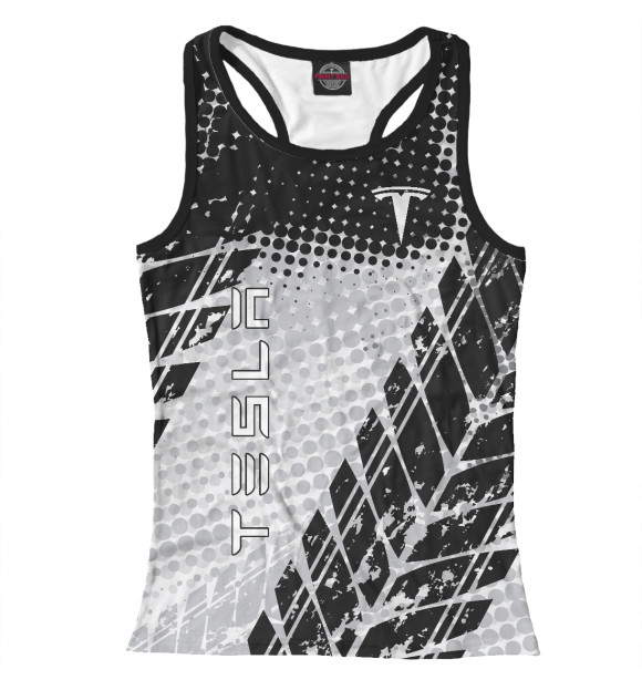 Женская майка-борцовка с изображением Tesla цвета Белый