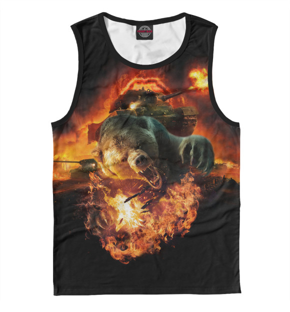 Майка для мальчика с изображением Русский медведь цвета Белый