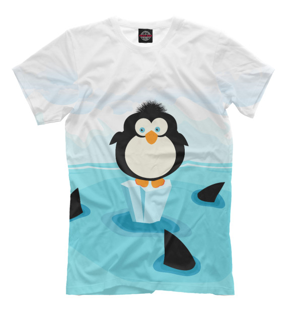 Мужская футболка с изображением Пингвинчик цвета Молочно-белый
