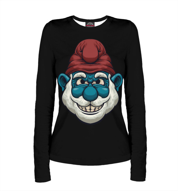 Женский лонгслив с изображением Злой смурфик цвета Белый