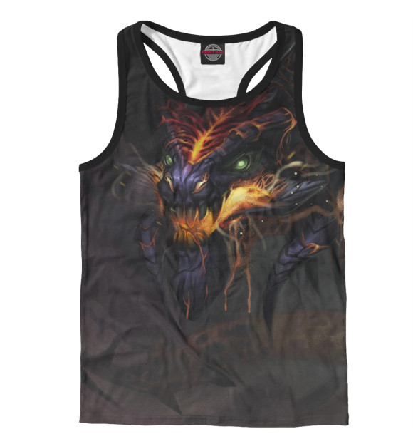 Мужская майка-борцовка с изображением Дракон цвета Белый