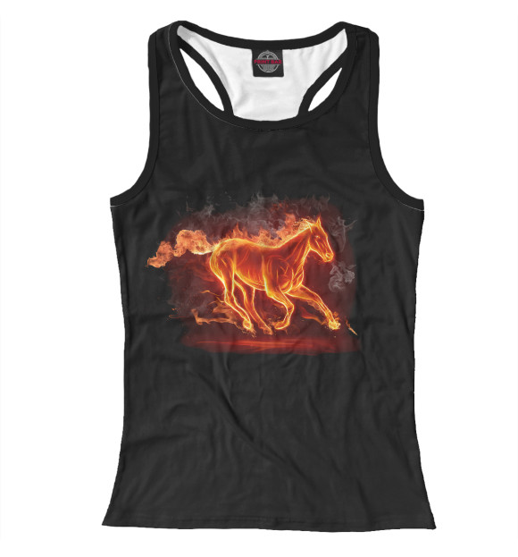 Женская майка-борцовка с изображением Огненная лошадь цвета Белый