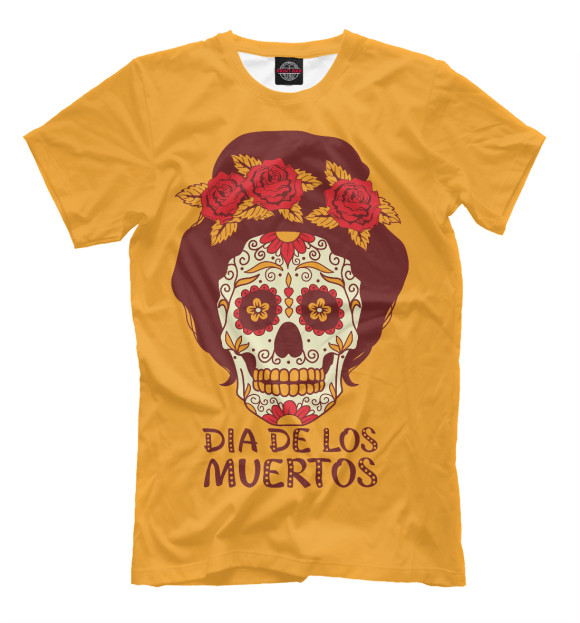 Мужская футболка с изображением День мёртвых, Мексика цвета Темно-бежевый