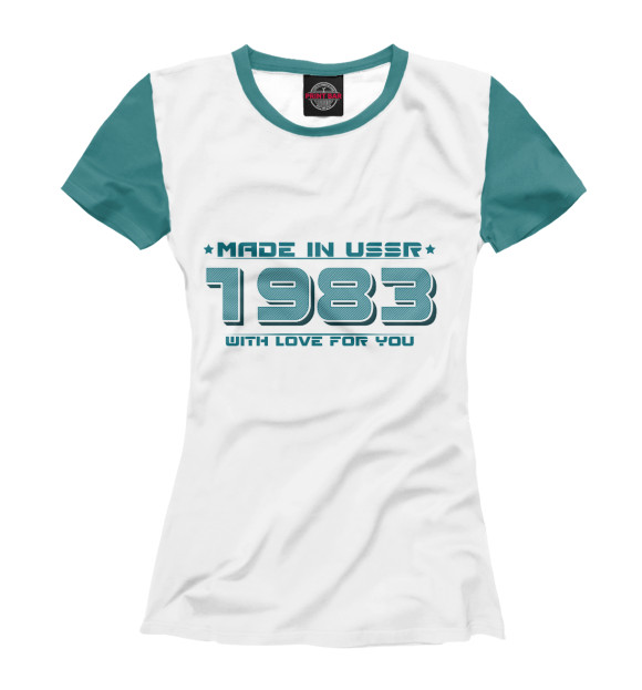 Женская футболка с изображением Made in USSR 1983 цвета Белый
