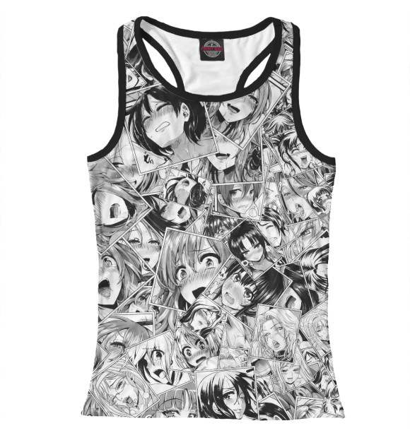 Женская майка-борцовка с изображением Manga ahegao цвета Белый